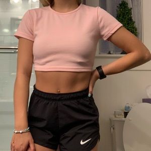 Baby pink crop top t shirt